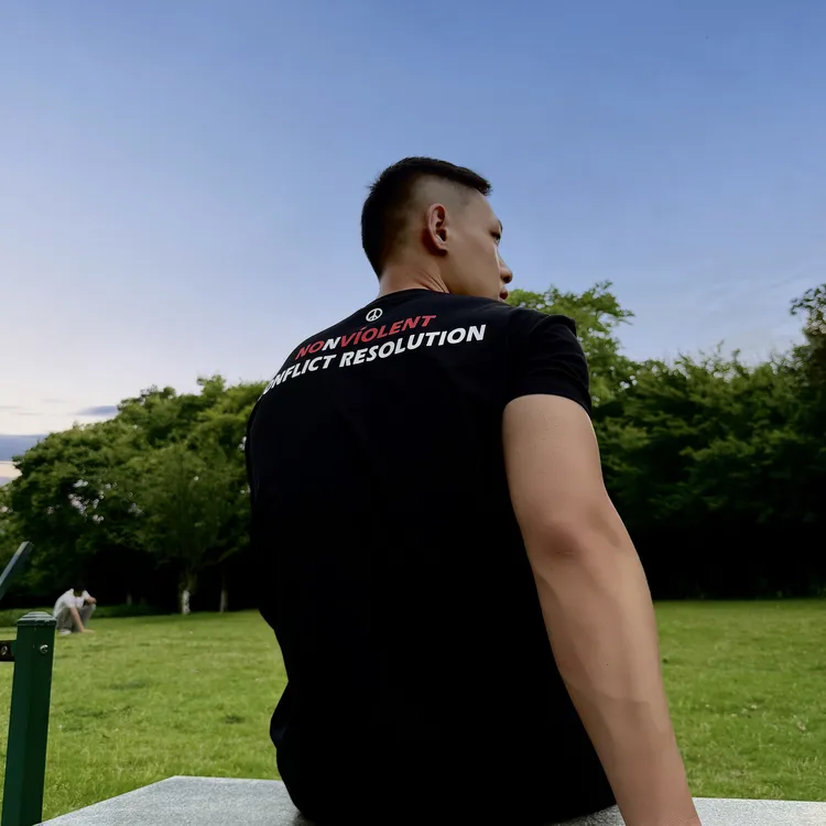 GTAL美式反战印花标语T恤凉感速干索罗娜圆领运动弹力健身短袖