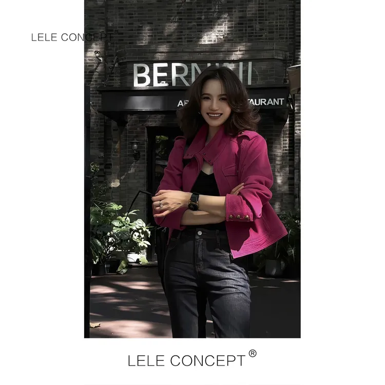 LELE CONCEPT | 酷飒减龄高级感立领机车皮衣P0105