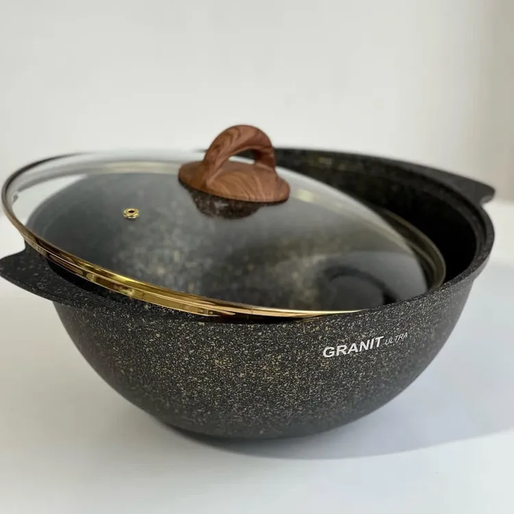 Kukmara正品俄罗斯原装进口炒菜抓饭锅GRANITtax kazan麦饭石头锅