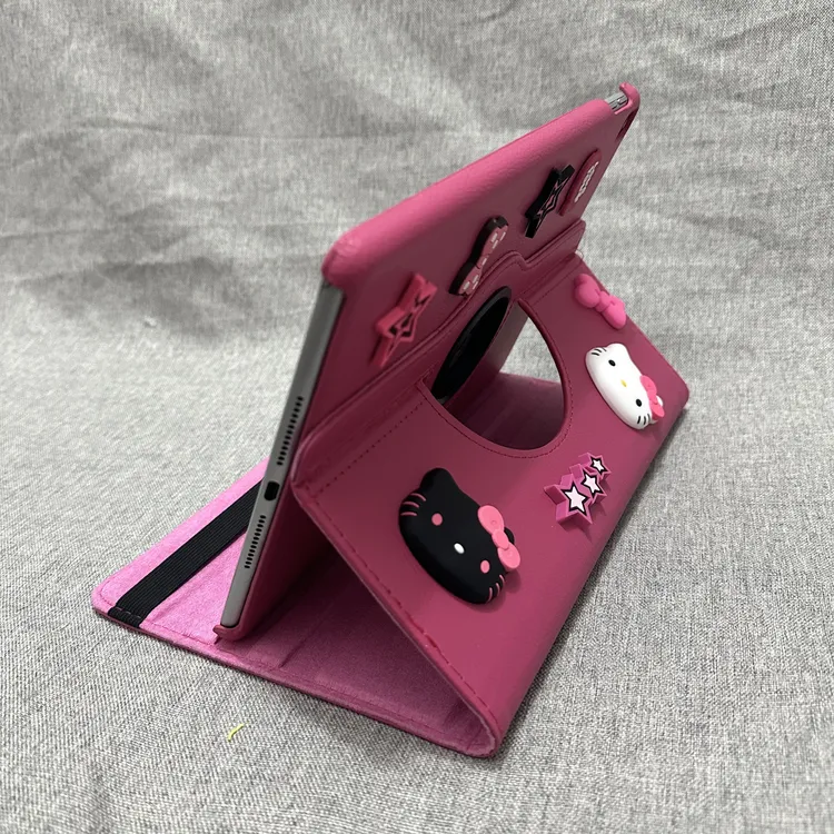 立体潮牌凯蒂猫diy贴纸360度旋转 ipad10代保护套Pro11皮套Air6/5