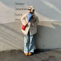 薄荷@9154 韩系时尚百搭休闲毛毛外套 （衣长68）12-3