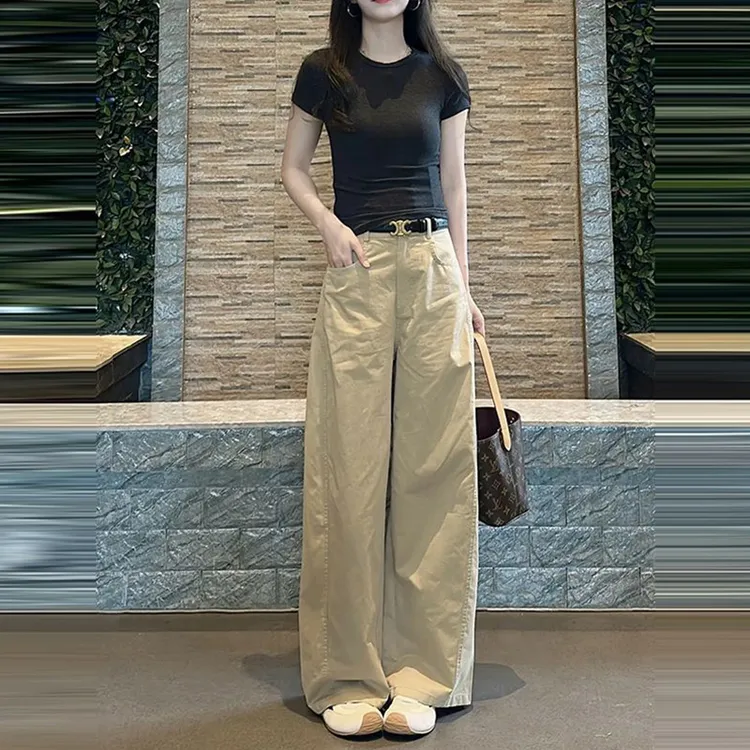 巨好看的夏装一整套修身显瘦短袖T恤搭配休闲阔腿长裤女装两件套