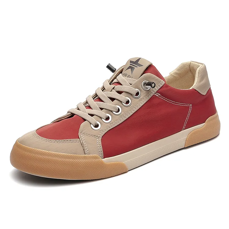 2025秋季时尚男鞋低帮平底系带帆布鞋纯色小众休闲鞋男士透气板鞋