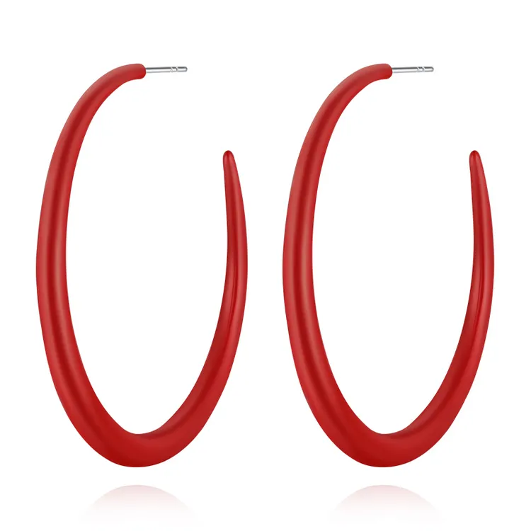 VIGG 铜合金珐琅耳饰 红圈耳环 气质时尚百搭复古个性