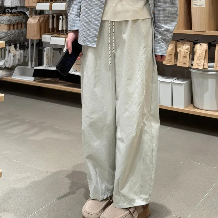 日系阔腿气球裤女早秋薄款裤子宽松大码显瘦小个子九分休闲灯笼裤