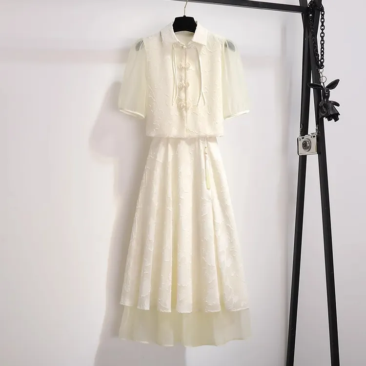 拉夏贝尔新中式国风后妈裙女夏季2025新款改良旗袍款时尚裙子套装