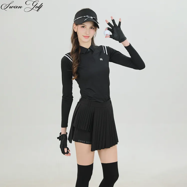 洋气高尔夫女装衣服裙子服装长袖透气速干防晒修身上衣显瘦运动