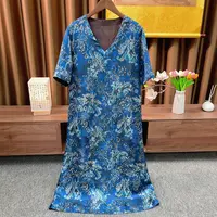 『瑶台』2025新款气质时尚长裙新中式国风青花瓷复古气质V领连衣裙