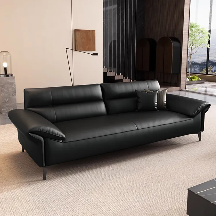 办公室皮质沙发现代接待会客洽谈老板直排三人位茶几2025小家具