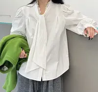 绑带衬衫～飘带设计感简约百搭长袖绑带衬衫