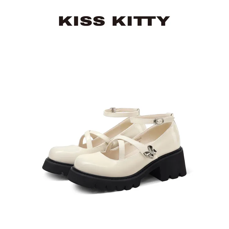 KISSKITTY洛丽塔少女玛丽珍鞋25年春秋季款圆头浅口休闲鞋增高