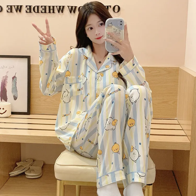 春秋睡衣女云朵棉可爱卡通甜美少女冬季女大睡衣家居服可外穿套装