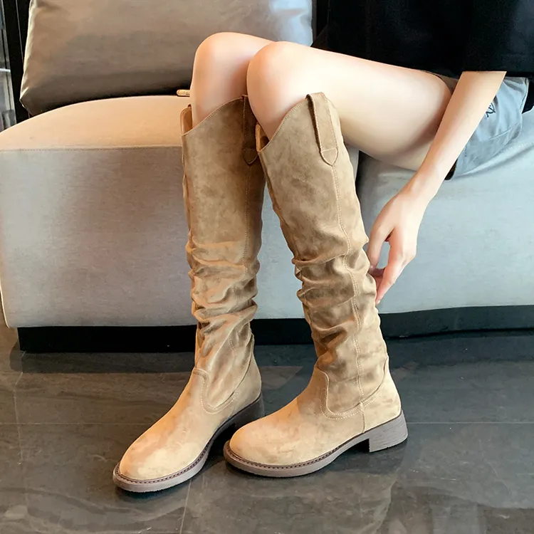 2025新款紫幻玲珑时尚百搭显瘦胖mm专属腿粗复古堆堆瘦瘦靴