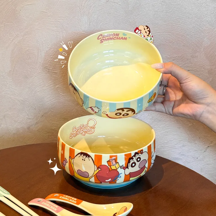 蜡笔小新联名陶瓷碗家用可爱泡面碗学生宿舍高颜值早餐碗大号汤碗