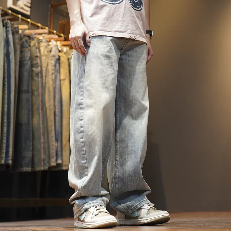 9668弯刀薄款休闲水洗复古秋冬新款潮流弯刀牛仔裤
