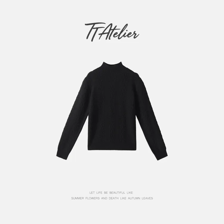 TT设计师【茉莉花道】高级感立体编织纹理全羊毛针织衫TT191180