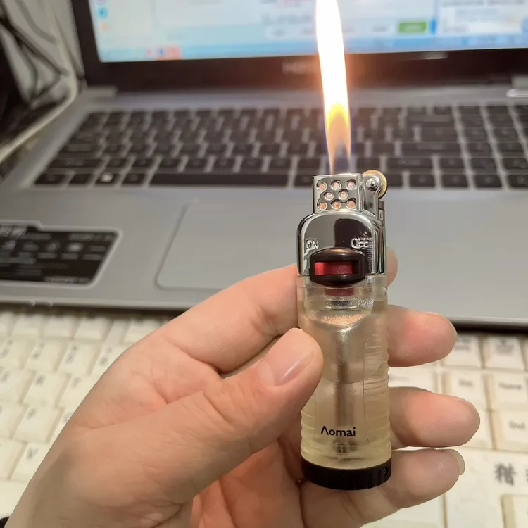 创意奥麦砂轮大火透明气仓定火锁火耐用充气打火机个性时尚礼品