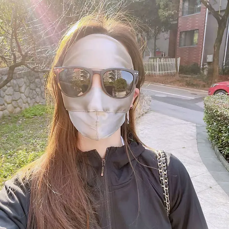 真丝面罩桑蚕丝全脸防护医美脸基尼防紫外线防晒真丝透气舒适遮阳