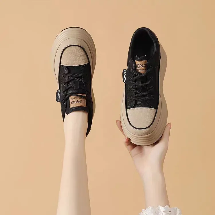 8公分内增高女鞋2025新款秋冬小个子加绒松糕厚底鞋学生休闲板鞋