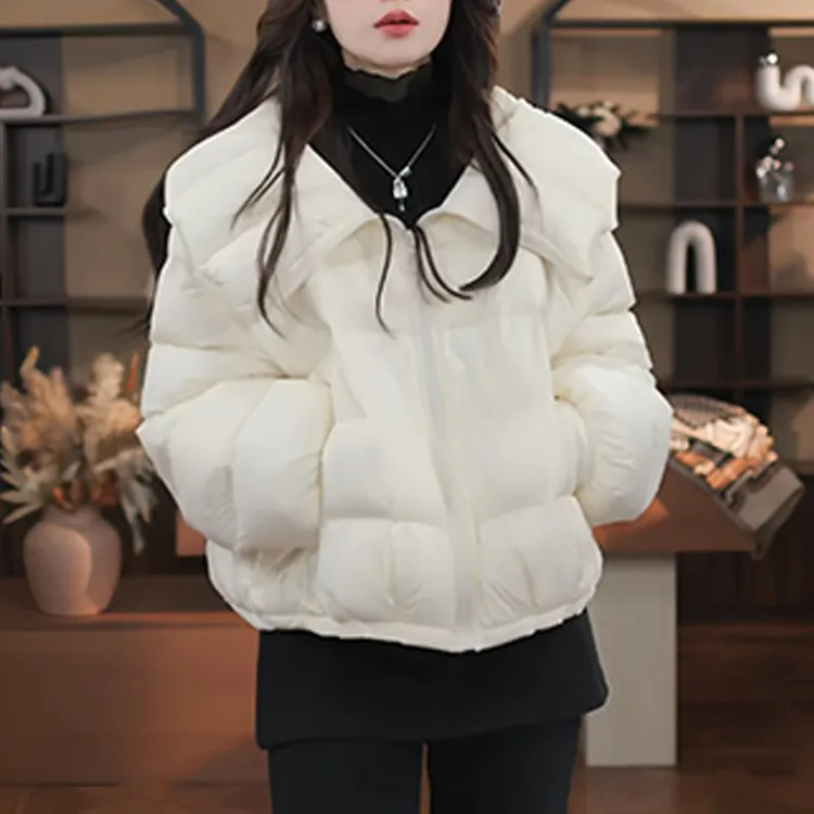 韩版时尚高级感纯色百搭棉服女2025冬季新款小众洋气通勤显瘦外套