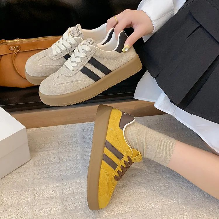 平底阿甘板鞋女2025秋季新款网面复古德训鞋百搭运动休闲小白鞋