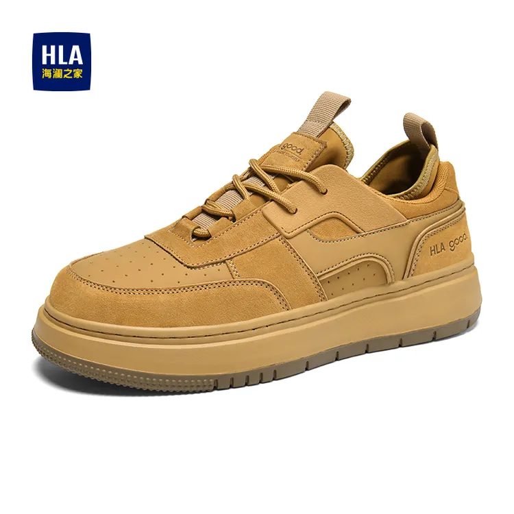 HLA/海澜之家春季新款男鞋潮流百搭厚底板鞋男士复古耐磨休闲鞋