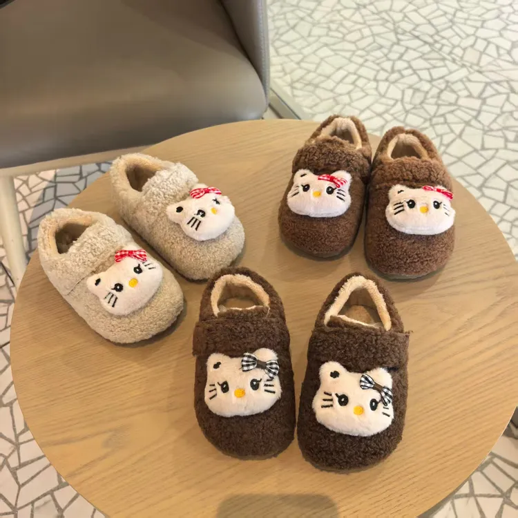 儿童棉鞋2025冬季新款女童包头毛毛鞋宝宝时尚可爱卡通加绒保暖鞋
