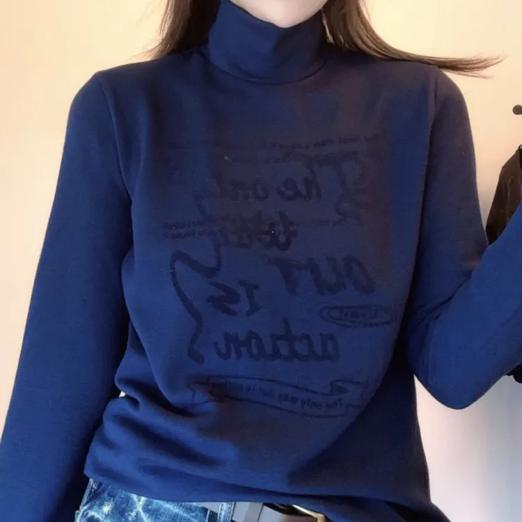 MRFEITO【字母T】羊毛蛋白拉绒美式高领打底针织上衣H2SY02D35216