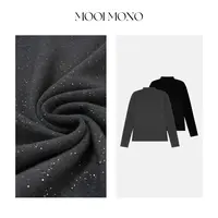 MOOI MONO"星海" 显瘦秋冬半高领烫银舒适轻奢感宽松T恤 T338A43