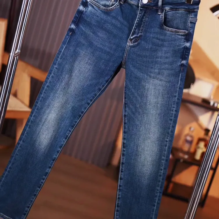 秋冬中腰经典男士蓝色牛仔裤裤子显瘦水洗修身小脚裤百搭