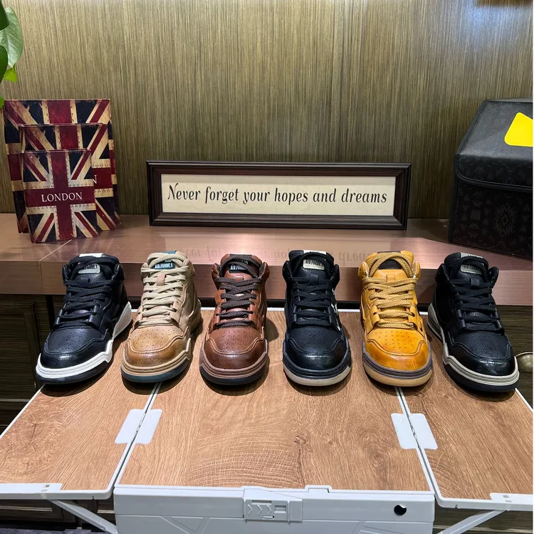 秋冬单棉同款高帮休闲鞋百搭舒适过度色擦色复古潮流轻奢个性男鞋