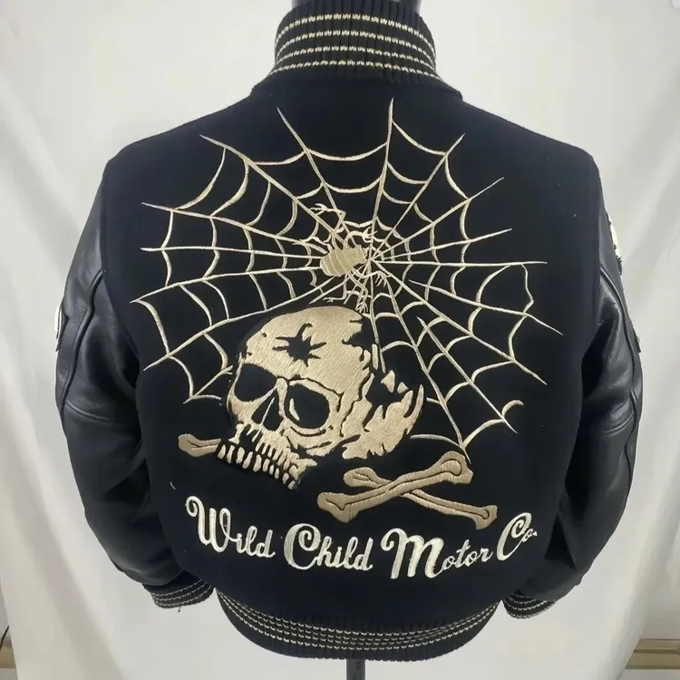 旧子出品自主夹棉东洋黑骷髅棒球服棉服vibe风格外套夹克男女短款