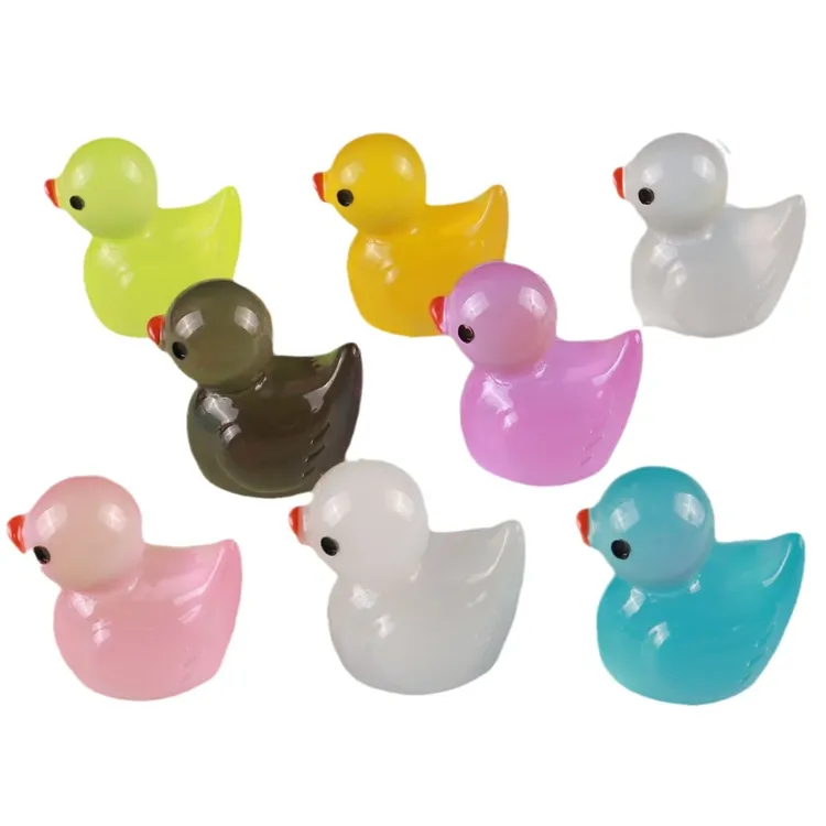 夜光彩色大鸭子仿真小动物过家家小鸭子diy树脂饰品摆件