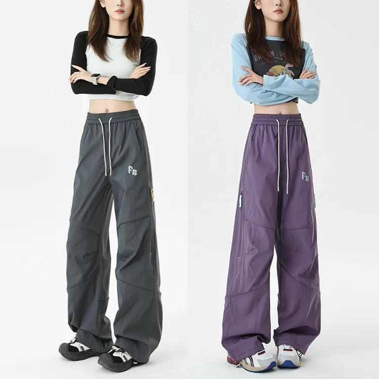 美式机能拉链防风防水冲锋裤秋冬季加绒加厚潮牌宽松直筒工装裤子