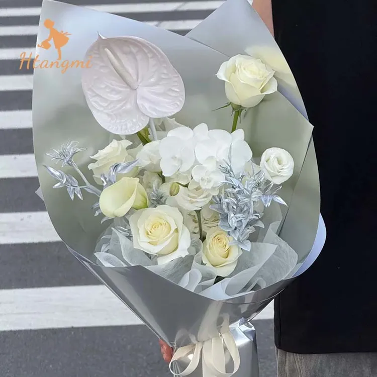 【汉唐美】157g加厚防水双面哑光银色造型纸鲜花包装纸花艺花店材料