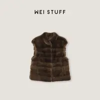 WEI STUFF  “焦糖朗姆”裘皮新贵獭兔毛立领皮草马甲外套10376