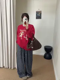 程程甄选 韩系卡通波点狗立体字母复古卡通休闲卫衣1131