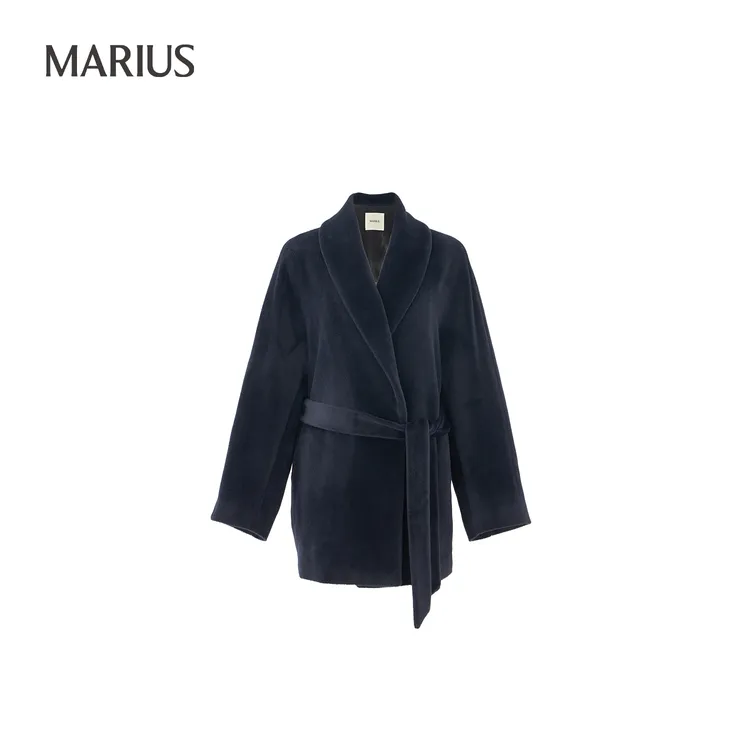 MARIUS”浴袍大衣“苏力TEXCO宽松大翻领微茧型浴袍式大衣