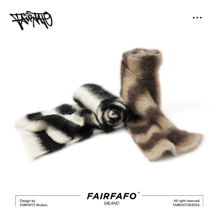 【撞色条纹围巾】XG24WJ787时尚潮流冬季百搭氛围感户外出游围巾