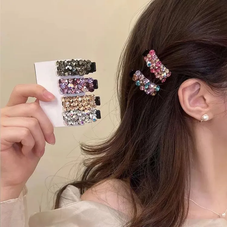精致炫彩闪钻发夹边夹侧边2025新款高端刘海鸭嘴夹发卡女夹子头饰