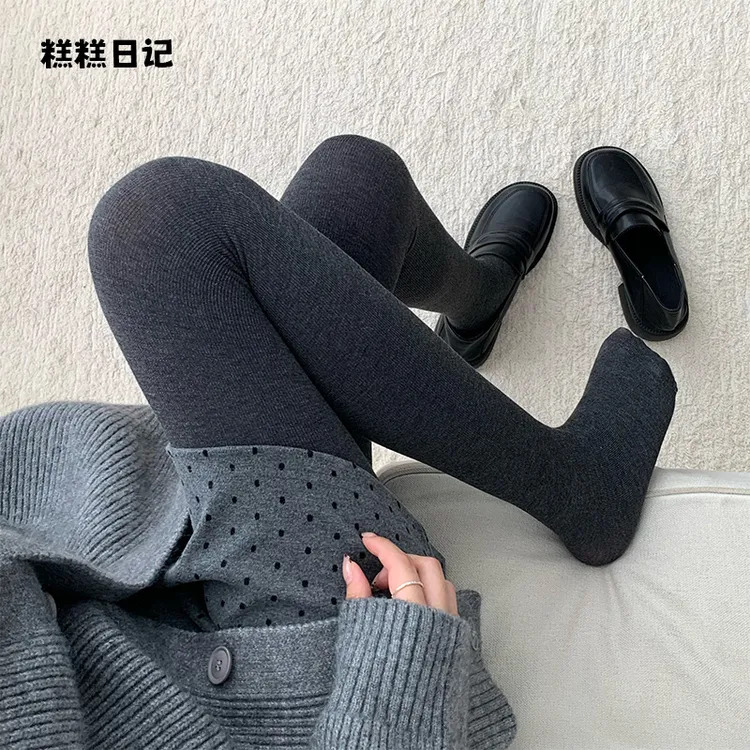 秋冬ins风穿搭感加厚保暖微压显瘦外穿打底裤袜子女连脚打底裤袜