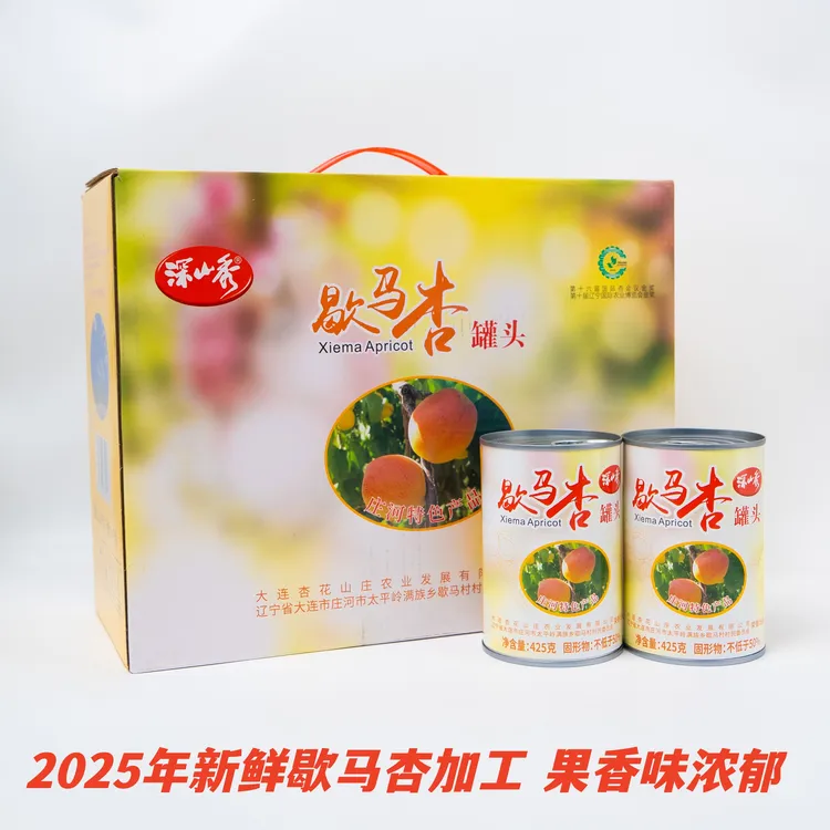 庄河特产歇马杏罐头25年歇马杏鲜果加工每箱6罐每罐425g【包邮】