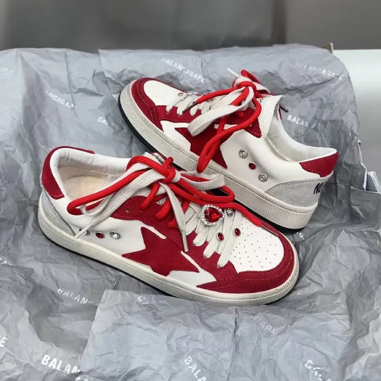 广州欧货【爱心星】春季新款磨砂皮4cm系带星星学院气质百搭松糕鞋