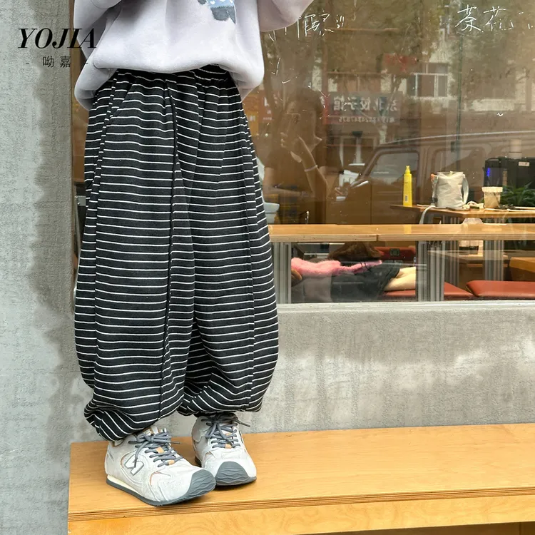 YOJIA女童运动裤冬季2025新款洋气时髦童装卫裤加绒加厚儿童裤子