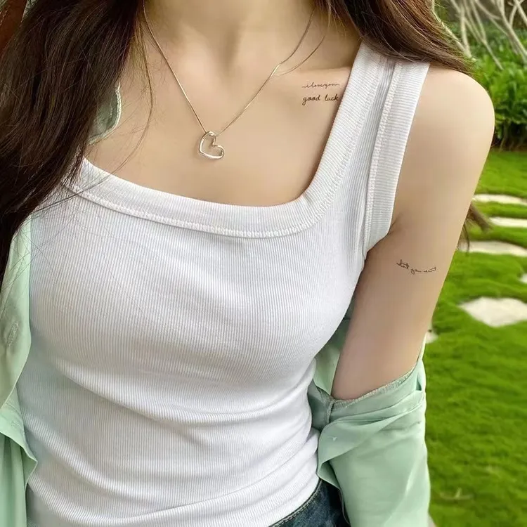 方领纯棉白色吊带背心女内搭2025新款春夏秋美式遮副乳美背打底衫