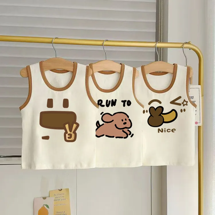 儿童无袖t恤夏季中小童纯棉小背心潮酷男童宝宝百搭洋气薄款上衣T