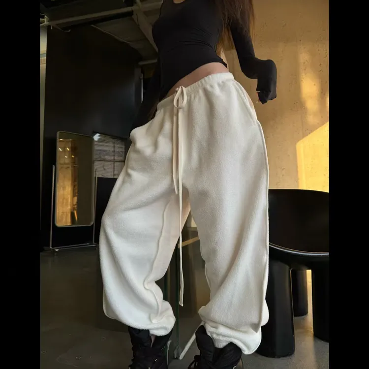 XYSF极简 反穿加绒氛围松紧腰宽松百搭休闲裤 