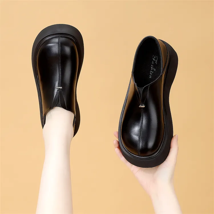 平底增高乐福鞋女2025春秋季新款舒适软底单鞋圆头百搭两穿小皮鞋