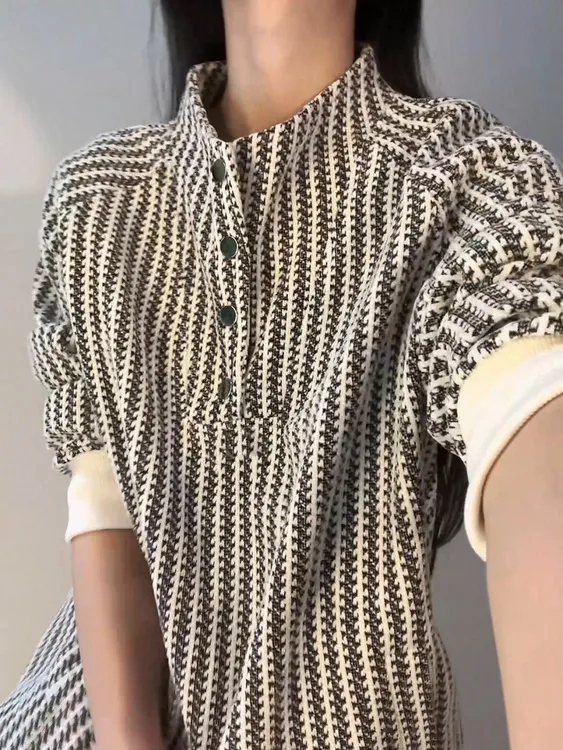 【运费补贴+8小时现货】小香风鱼骨纹男美式显瘦气质秋冬季休闲卫衣