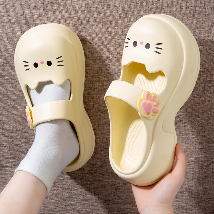 可爱小猫包头拖鞋女款2025新款爆款居家防滑卡通厚底可外穿拖鞋